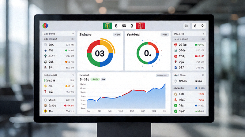 体育数据屏幕上展示实时比分与比赛统计信息